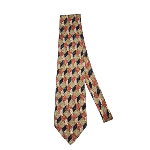Ermenegildo Zegna Mens Vintage Geometric‎ Silk Tie Made In Italy Multicolor